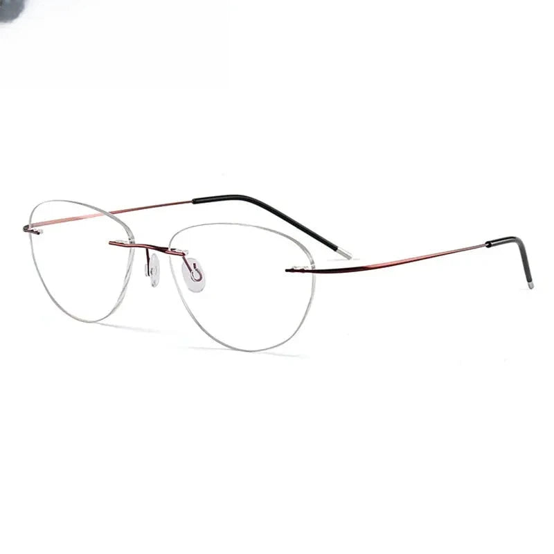 Women's Cat Eye Rimless Titanium Prescription Glasses 871003 — view 5 | Rx Spectacle
