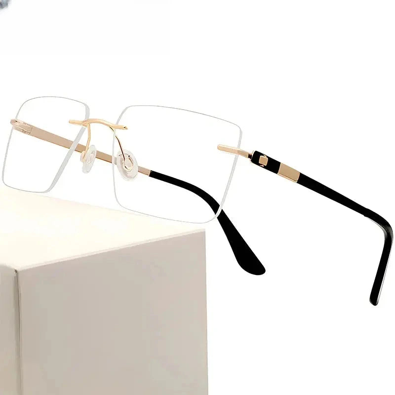 Unisex Square Rimless Titanium Screwless Prescription Glasses 95015 — view 1 | Rx Spectacle