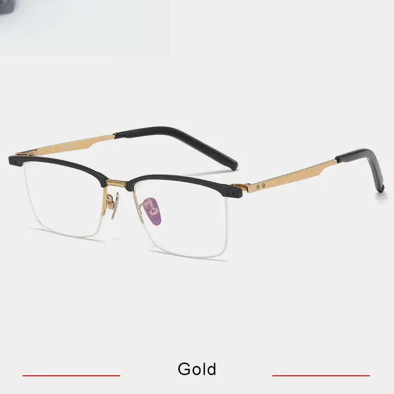 Unisex Browline Semi-Rimless Titanium Prescription Glasses 318750 — view 4 | Rx Spectacle