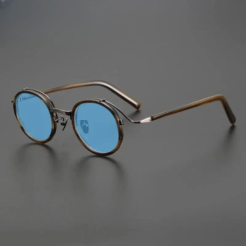 Unisex Round Full Rim Titanium Prescription Glasses Mo12 — view 18 | Rx Spectacle
