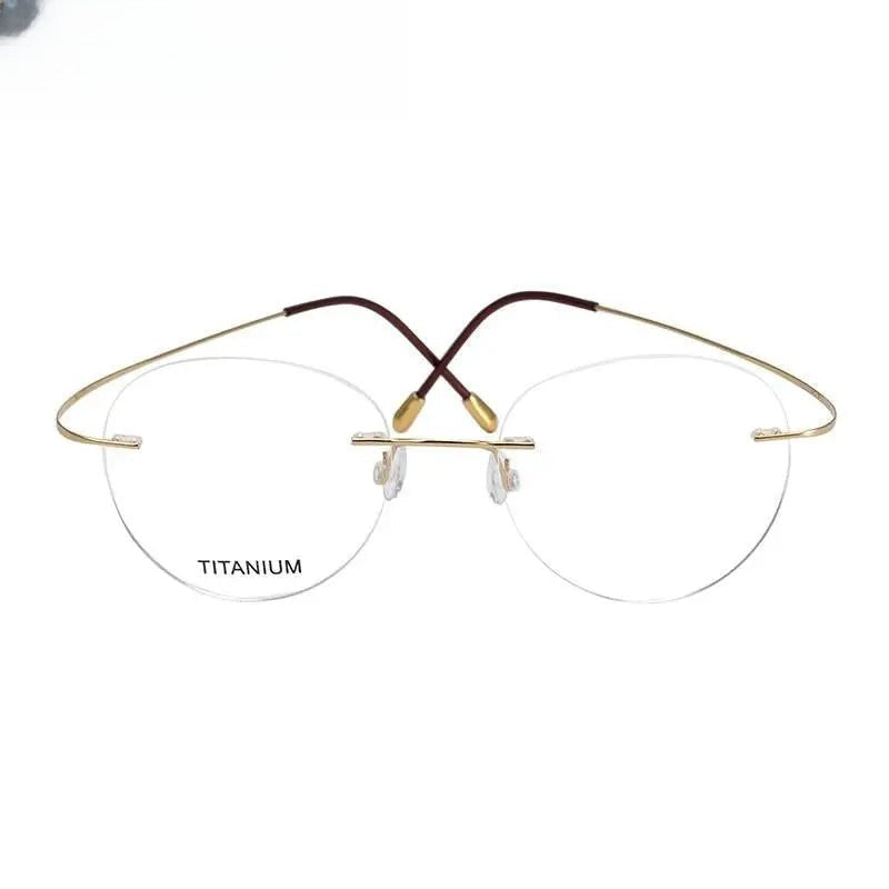 Unisex Round Rimless Titanium Prescription Glasses 16017 — view 2 | Rx Spectacle