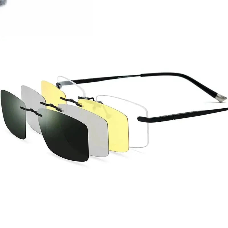 Women's Square Rimless Titanium Clip-On Prescription Glasses 185761 — view 5 | Rx Spectacle