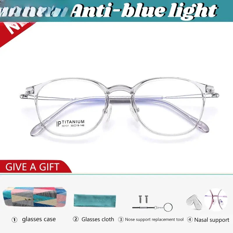 Women's Round Full Rim Titanium Reading Glasses 50131 — view 5 | Rx Spectacle
