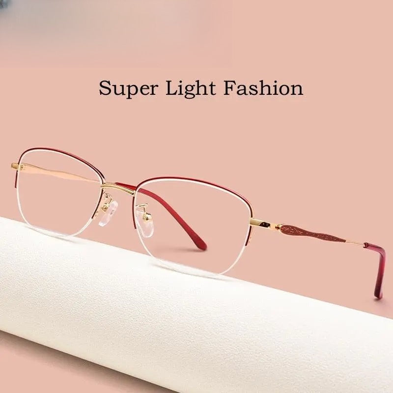 Women's Rectangular Semi-Rimless Acetate Prescription Glasses 83003sn — view 1 | Rx Spectacle