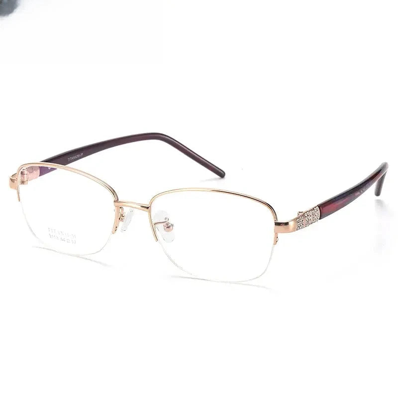 Women's Oval Semi-Rimless Titanium Prescription Glasses 779113 — view 3 | Rx Spectacle