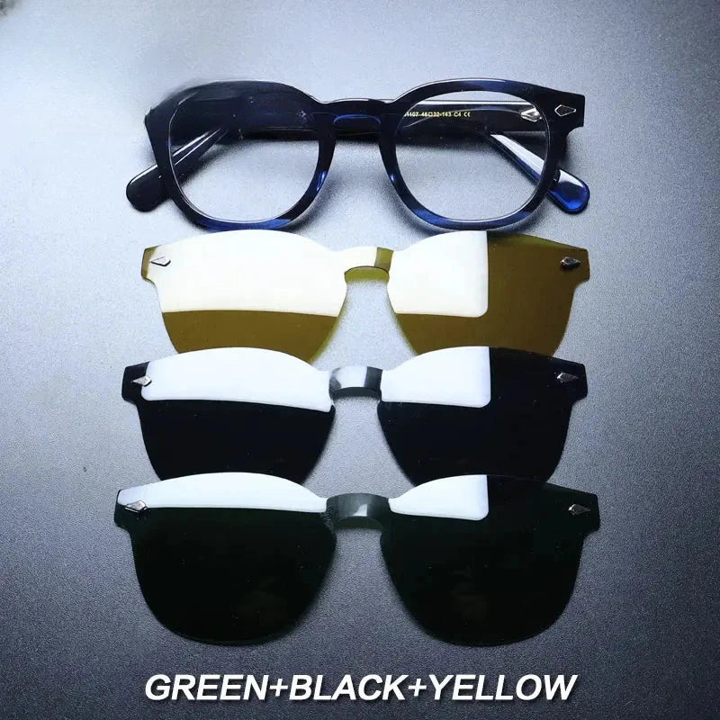 Unisex Round Full Rim Acetate Clip-On Prescription Glasses 1237 — view 16 | Rx Spectacle