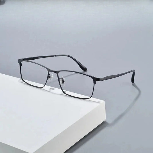 Unisex Browline Full Rim Titanium Prescription Glasses 65035 — view 1 | Rx Spectacle