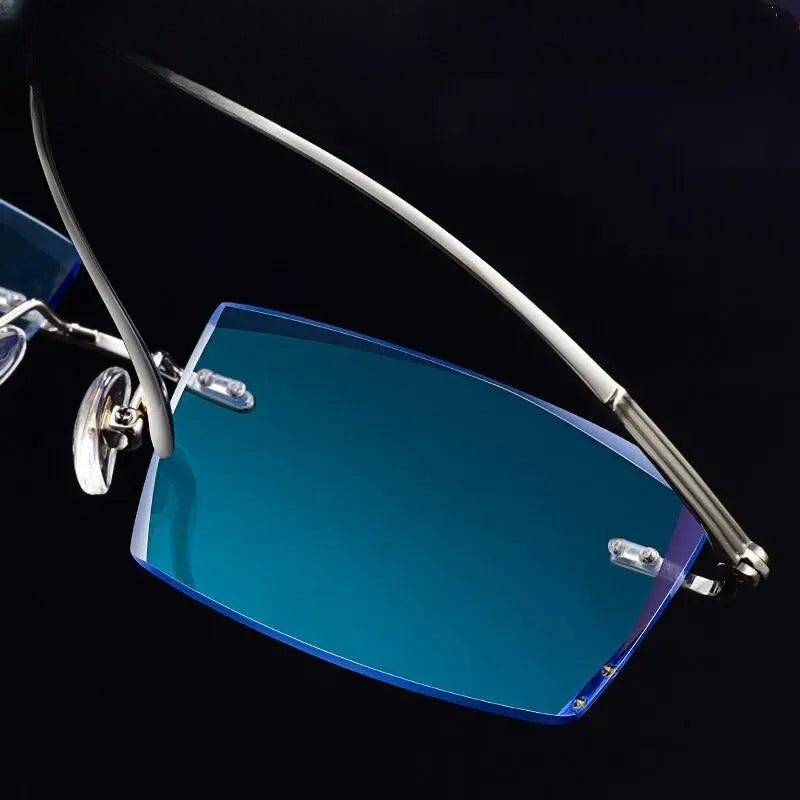 Men's Square Rimless Titanium Prescription Glasses 9083 — view 6 | Rx Spectacle