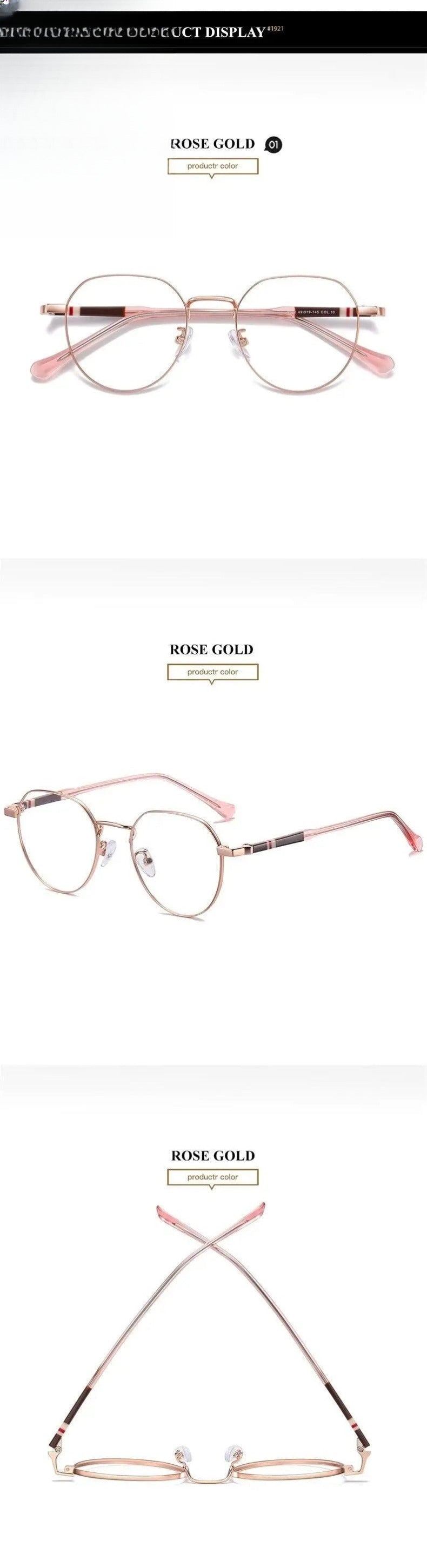 Unisex Round Full Rim Stainless Steel Prescription Glasses 1921 — view 12 | Rx Spectacle