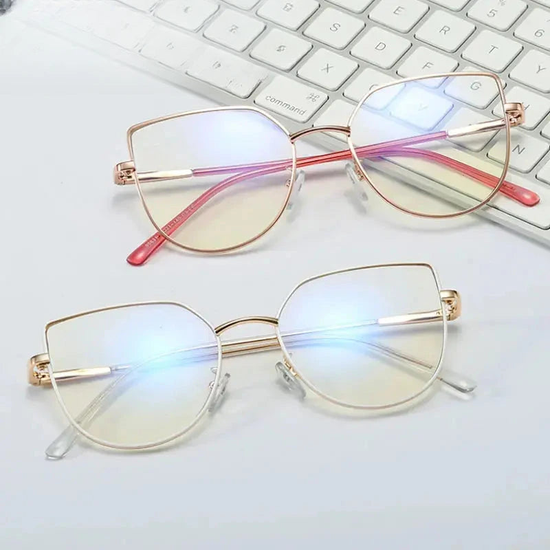 Women's Cat Eye Full Rim Alloy Prescription Glasses 195631 — view 1 | Rx Spectacle