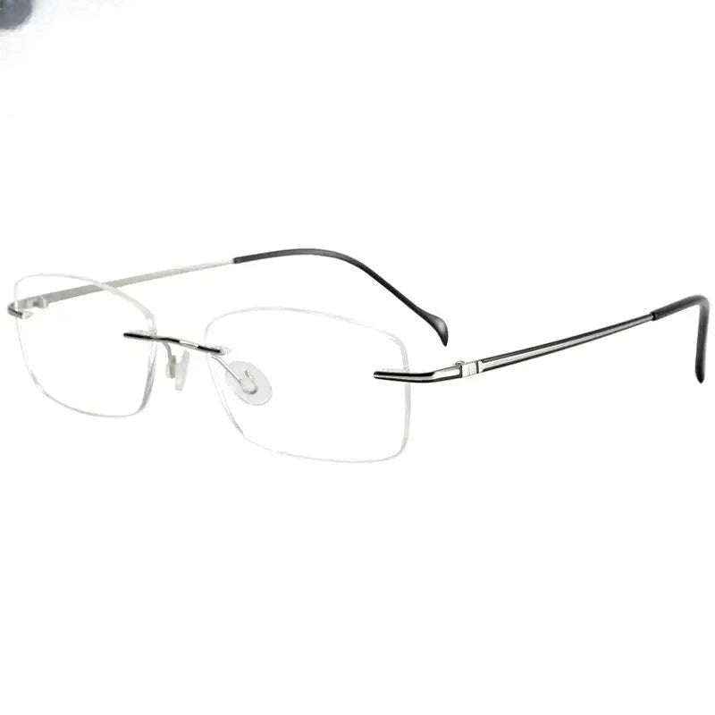 Unisex Square Rimless Titanium Prescription Glasses 16075 — view 6 | Rx Spectacle