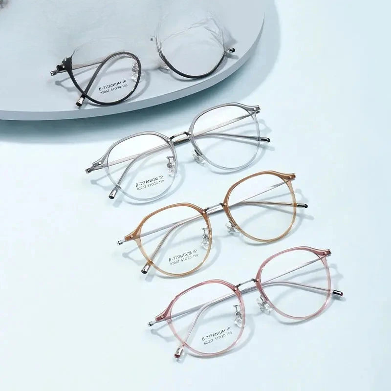 Women's Round Full Rim Titanium Prescription Glasses 82007 — view 1 | Rx Spectacle