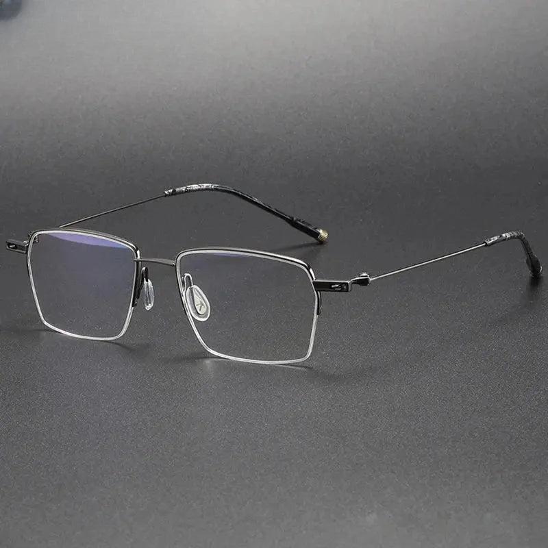 Unisex Polygon Semi-Rimless Titanium Prescription Glasses 202311 — view 4 | Rx Spectacle