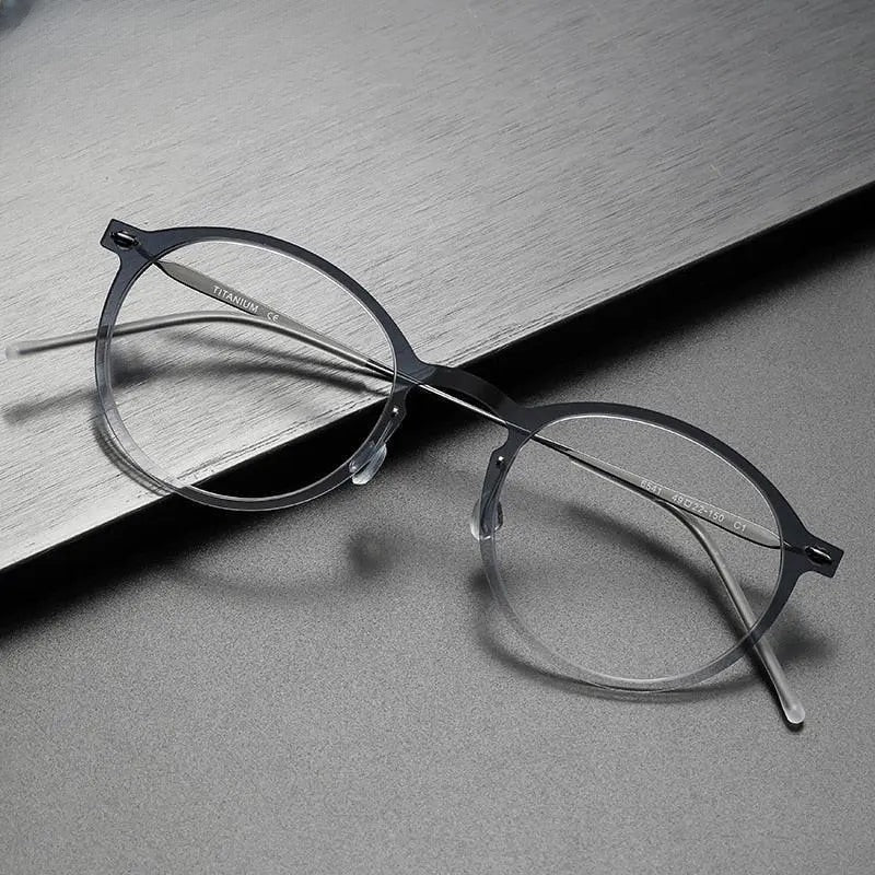 Unisex Round Full Rim Titanium Prescription Glasses 6541 — view 1 | Rx Spectacle
