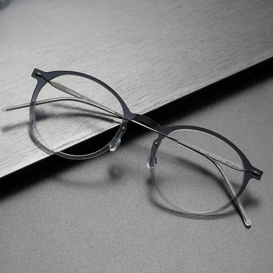 Unisex Round Full Rim Titanium Prescription Glasses 6541 — view 1 | Rx Spectacle
