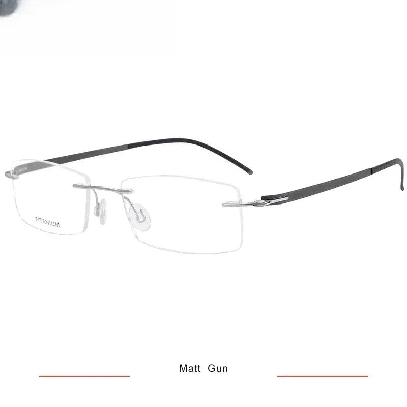 Unisex Square Rimless Titanium Screwless Prescription Glasses 5001 — view 8 | Rx Spectacle