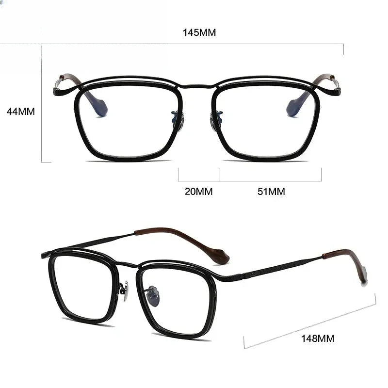 Unisex Square Full Rim Titanium Prescription Glasses Gxyj1459 — view 5 | Rx Spectacle