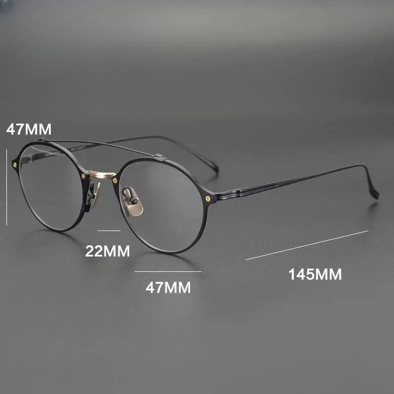 Unisex Round Full Rim Titanium Double Bridge Prescription Glasses Gxyj340 — view 5 | Rx Spectacle
