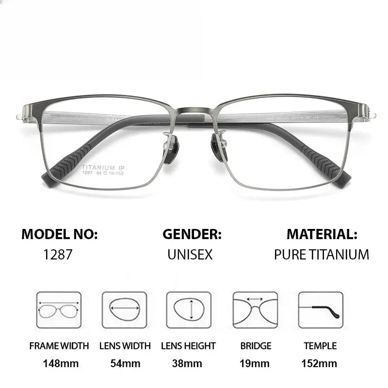 Men's Square Full Rim Titanium Oversized Prescription Glasses 631287 — view 2 | Rx Spectacle