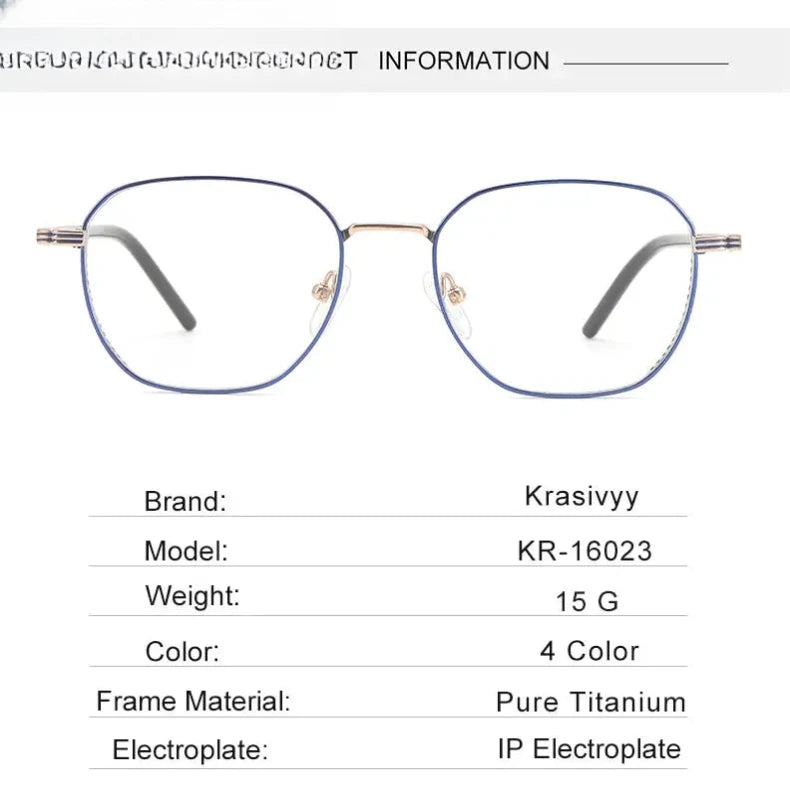 Women's Square Full Rim Titanium Flat Top Prescription Glasses 16023 — view 2 | Rx Spectacle