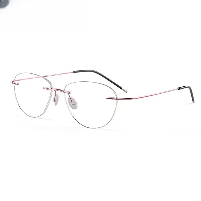 Women's Cat Eye Rimless Titanium Prescription Glasses 881003 — view 6 | Rx Spectacle