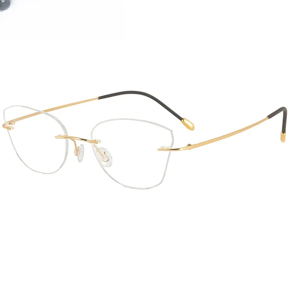 Women's Cat Eye Rimless Titanium Prescription Glasses 416085 — view 1 | Rx Spectacle