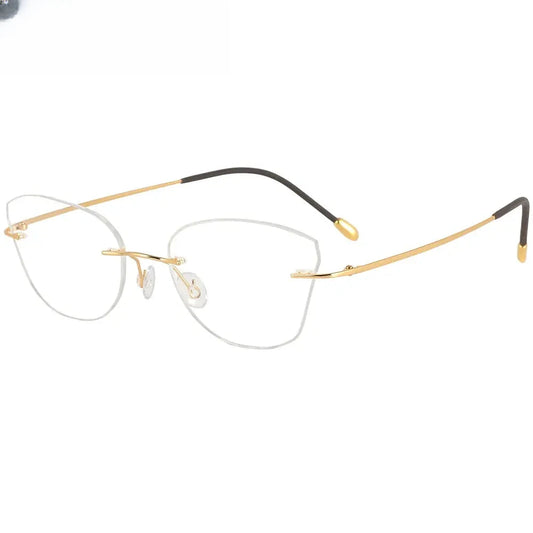 Women's Cat Eye Rimless Titanium Prescription Glasses 416085 — view 1 | Rx Spectacle