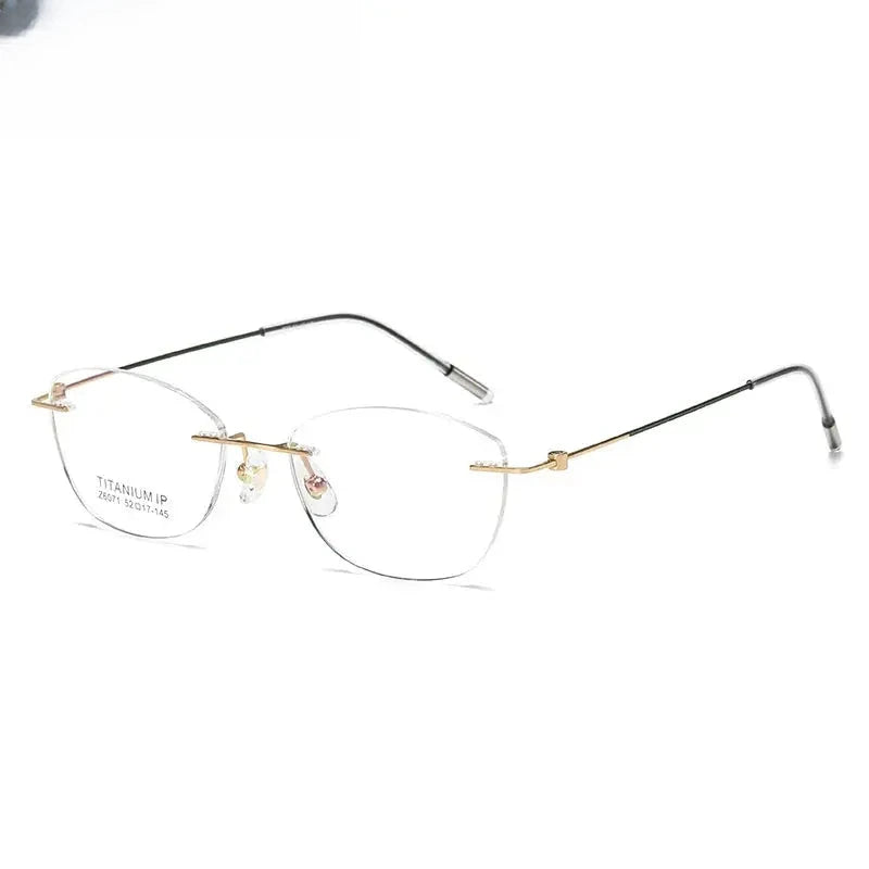 Women's Oval Rimless Titanium Reading Glasses 96071 — view 7 | Rx Spectacle