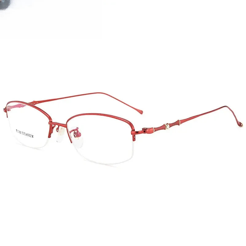 Women's Oval Semi-Rimless Titanium Prescription Glasses 888331 — view 5 | Rx Spectacle