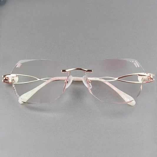 Women's Square Rimless Titanium Prescription Glasses 88023 — view 1 | Rx Spectacle