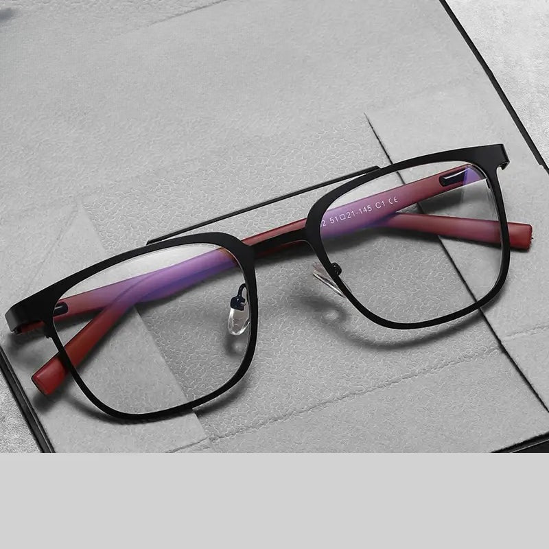 Women's Square Full Rim Alloy Double Bridge Reading Glasses 91362 — view 1 | Rx Spectacle
