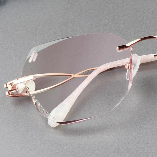 Women's Square Rimless Titanium Prescription Glasses 88023 — view 1 | Rx Spectacle