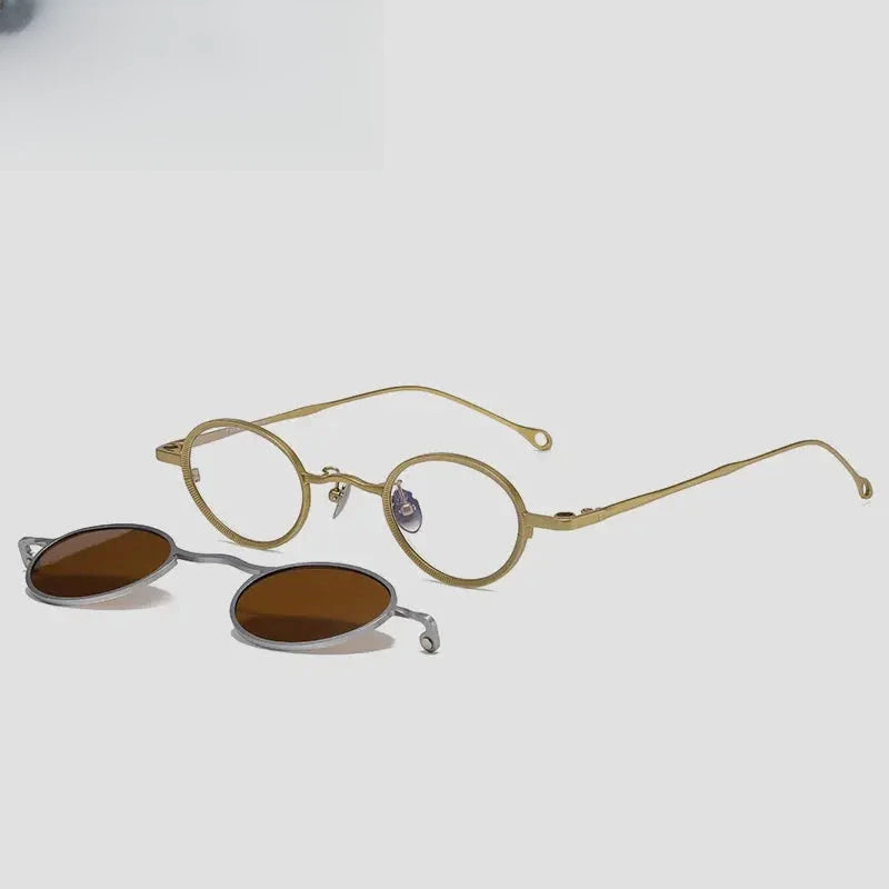 Unisex Oval Full Rim Titanium Clip-On Prescription Glasses 1513 — view 7 | Rx Spectacle