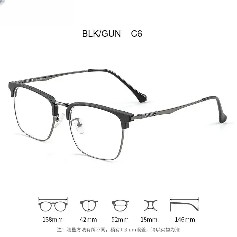 Men's Square Full Rim Alloy Reading Glasses Ke001 — view 10 | Rx Spectacle