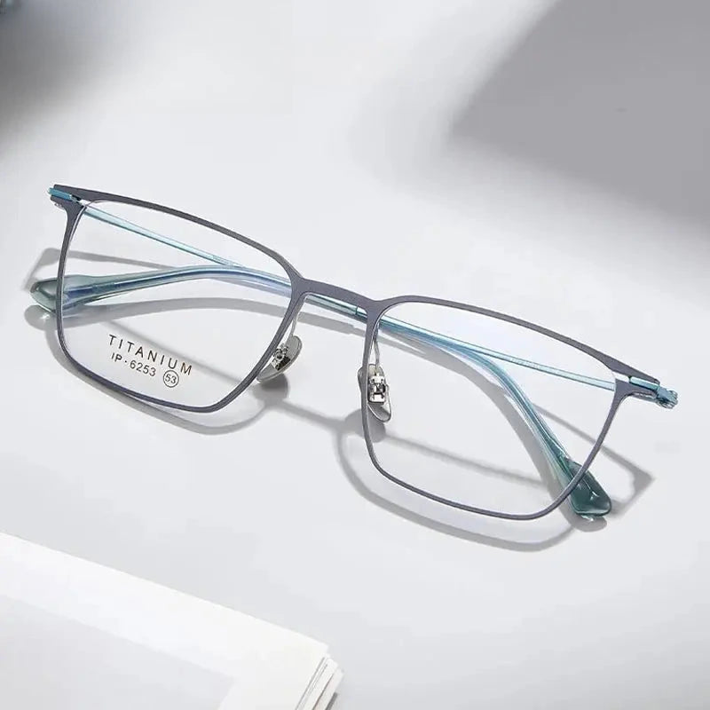 Men's Square Full Rim Titanium Prescription Glasses 776253 — view 1 | Rx Spectacle