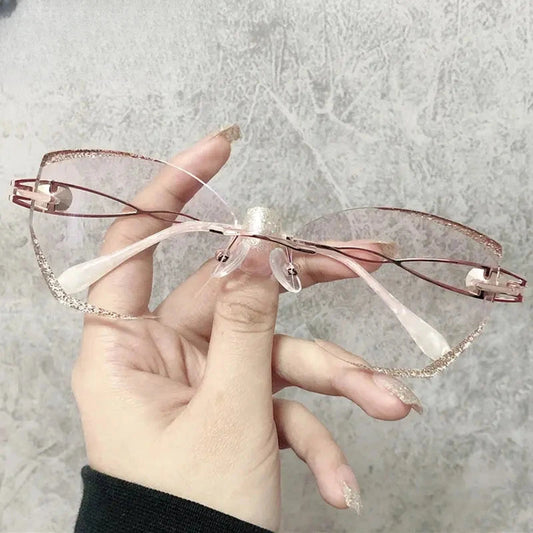 Women's Butterfly Rimless Titanium Prescription Glasses 880224 — view 1 | Rx Spectacle