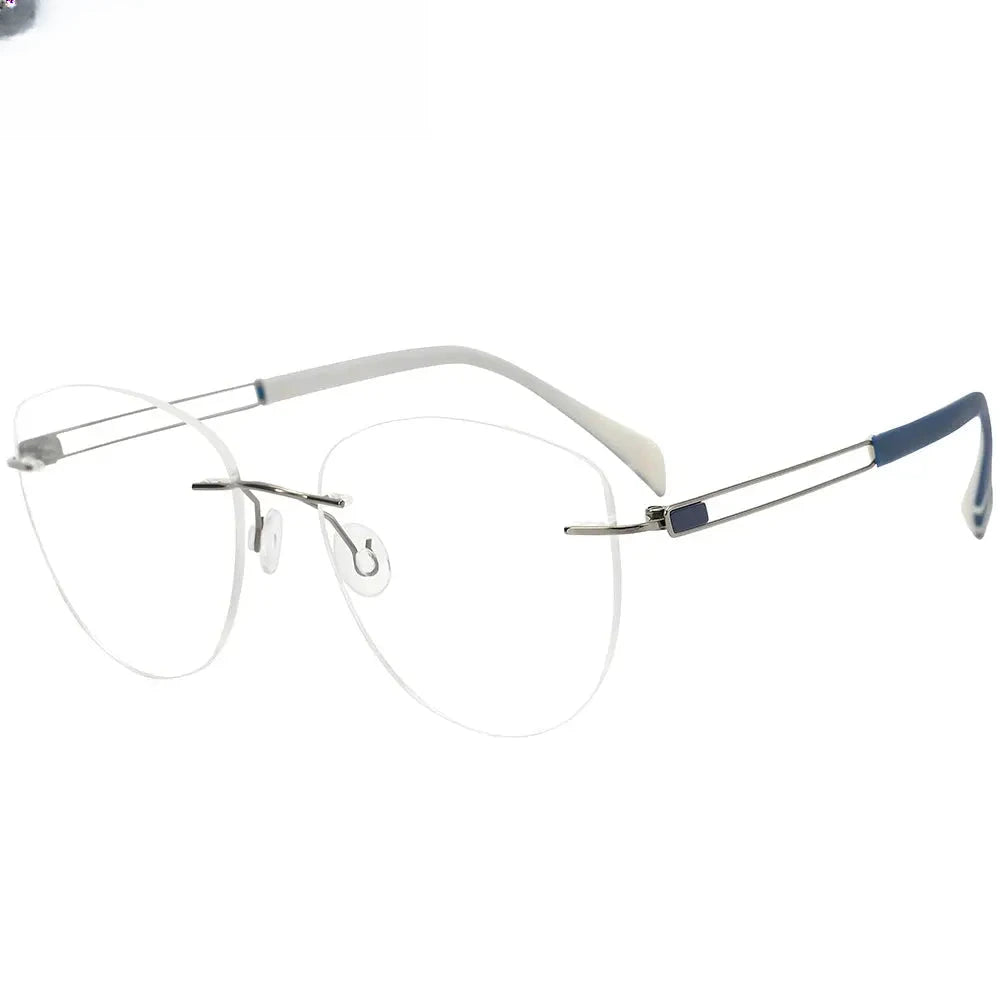 Women's Cat Eye Rimless Titanium Prescription Glasses 716078 — view 1 | Rx Spectacle