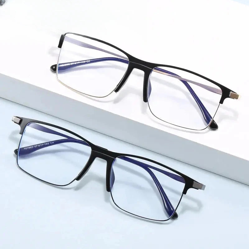Men's Square Full Rim Alloy Oversized Prescription Glasses 101985 — view 1 | Rx Spectacle