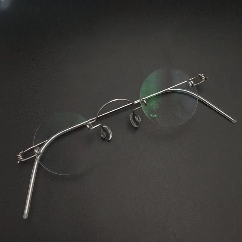 Unisex Round Rimless Stainless Steel Screwless Reading Glasses Y020 — view 11 | Rx Spectacle