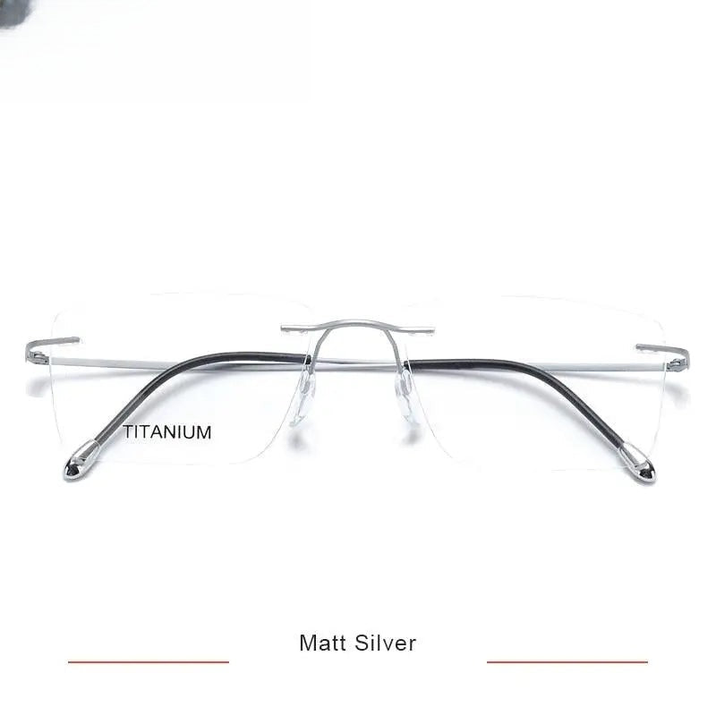 Unisex Square Rimless Titanium Prescription Glasses Kr16011 — view 4 | Rx Spectacle