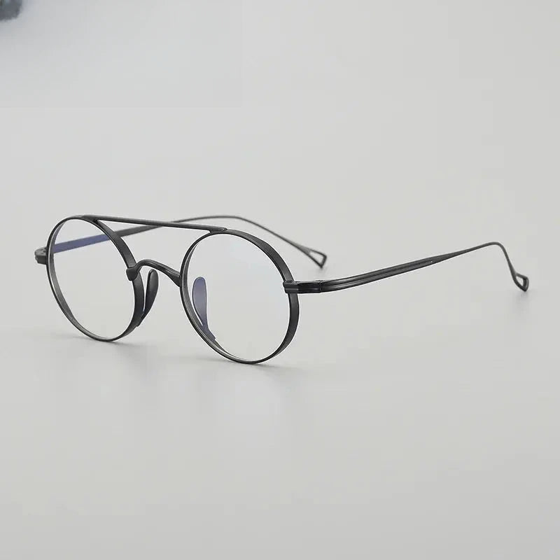 Unisex Round Full Rim Titanium Double Bridge Prescription Glasses J1473 — view 6 | Rx Spectacle