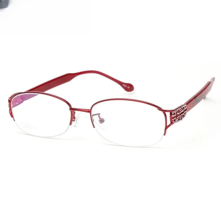 Women's Oval Semi-Rimless Titanium Prescription Glasses 882392 — view 3 | Rx Spectacle