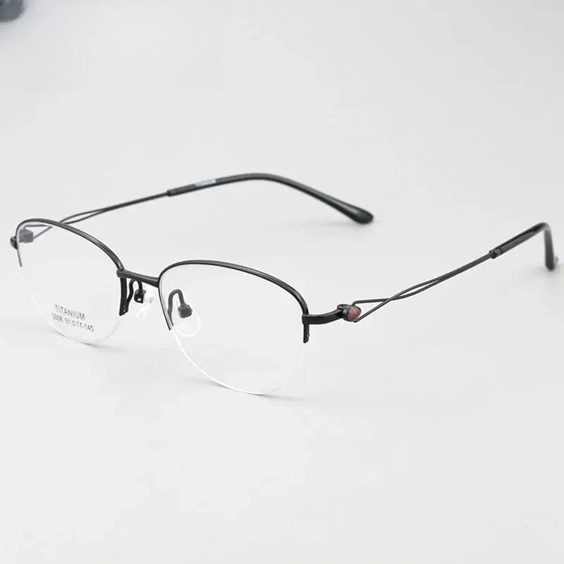 Women's Oval Semi-Rimless Titanium Prescription Glasses 403008 — view 4 | Rx Spectacle