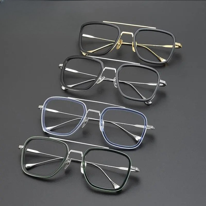 Unisex Square Full Rim Titanium Double Bridge Prescription Glasses Gxyj937 — view 6 | Rx Spectacle