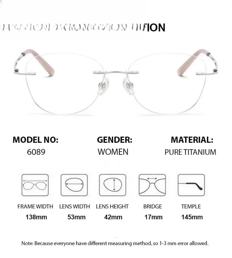 Women's Oval Rimless Titanium Prescription Glasses 60894 — view 4 | Rx Spectacle