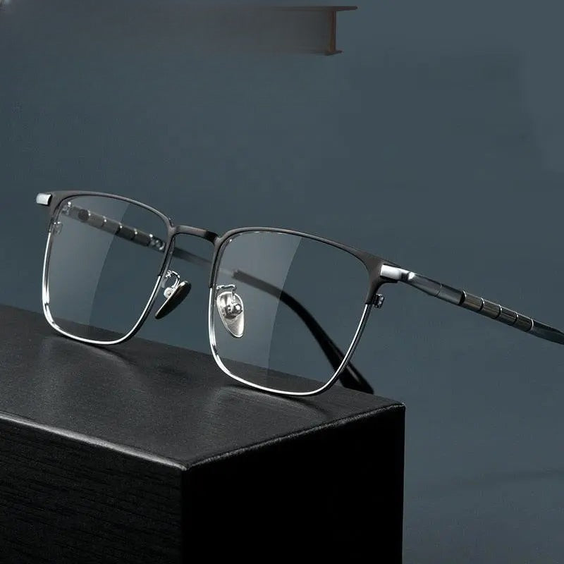 Men's Square Full Rim Titanium Prescription Glasses 9009T — view 1 | Rx Spectacle