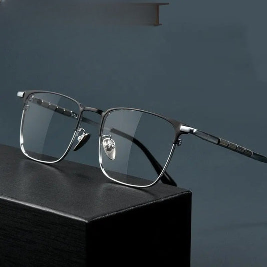 Men's Square Full Rim Titanium Prescription Glasses 9009T — view 1 | Rx Spectacle