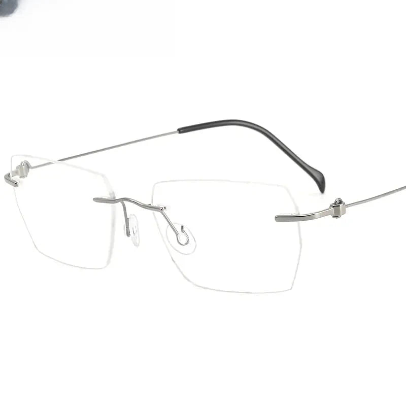 Women's Square Rimless Titanium Screwless Prescription Glasses 35008 — view 1 | Rx Spectacle