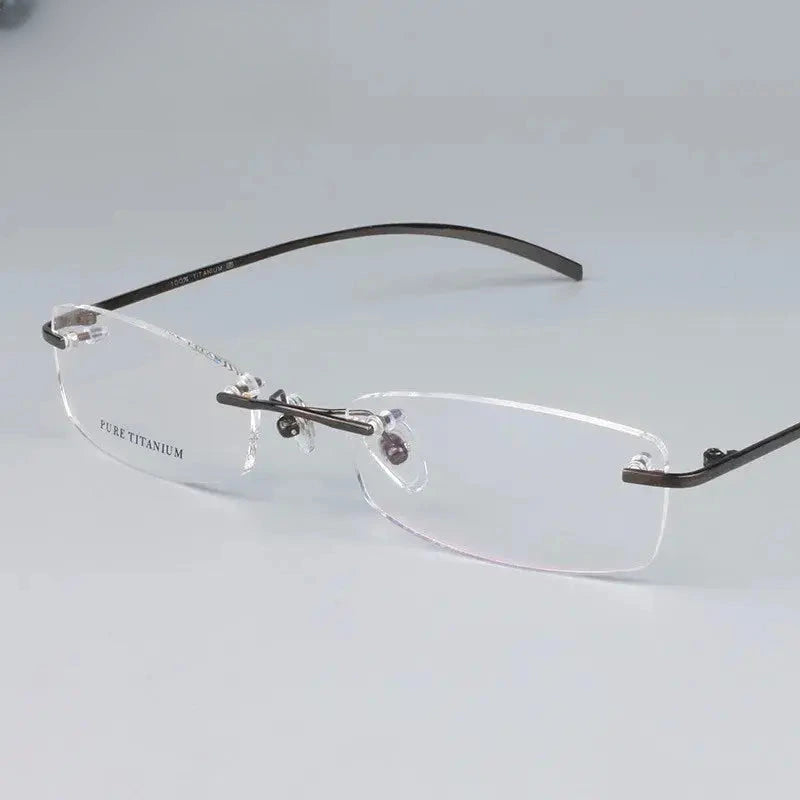 Women's Square Rimless Titanium Prescription Glasses Eyeglasses102844 — view 6 | Rx Spectacle