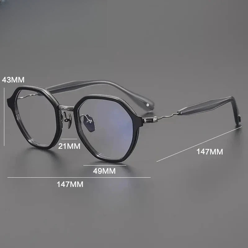 Unisex Polygon Full Rim Titanium Prescription Glasses 892505 — view 2 | Rx Spectacle